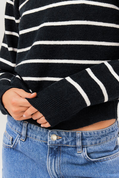 Pull rayé boutons épaule