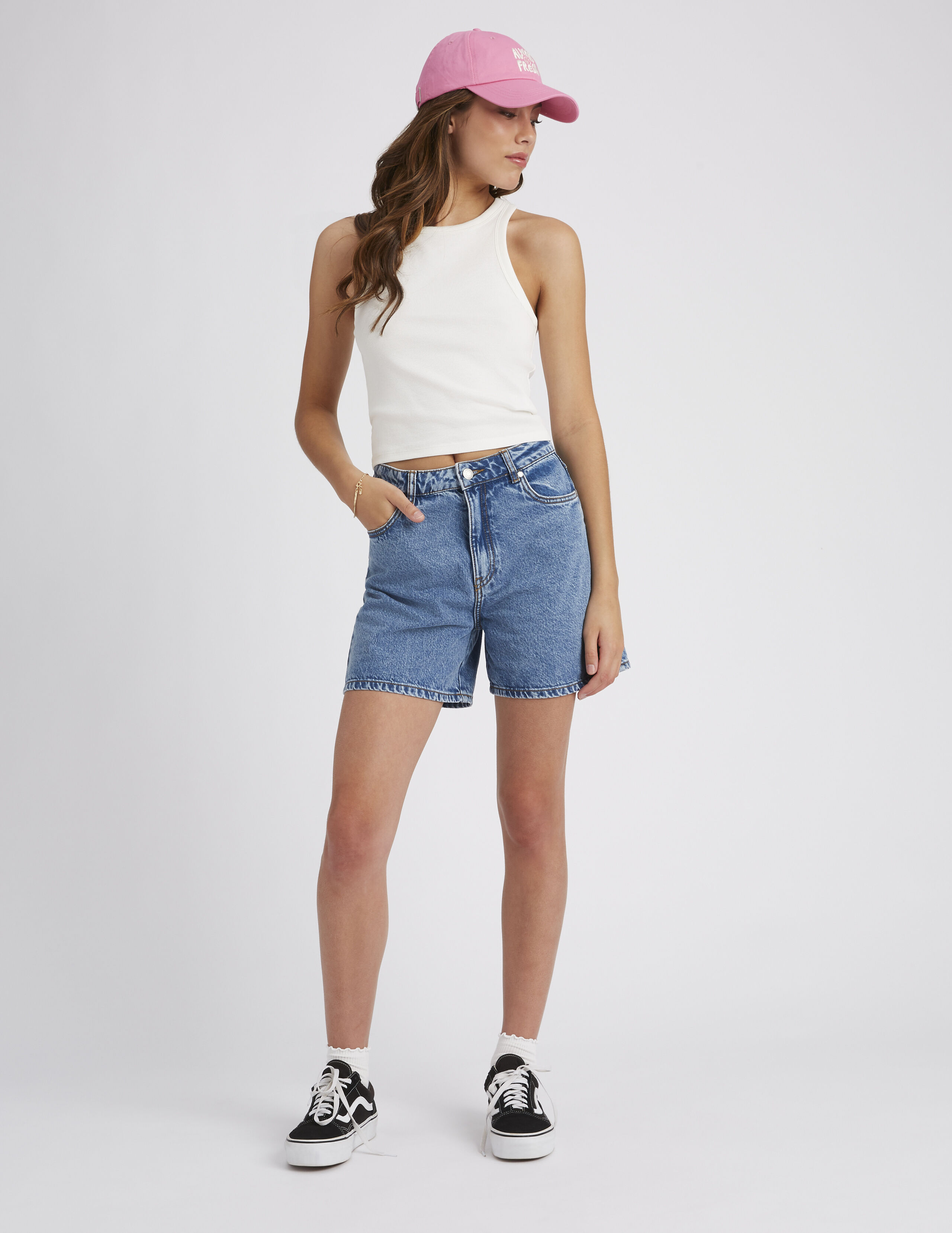 Short en jean mom taille cheap haute