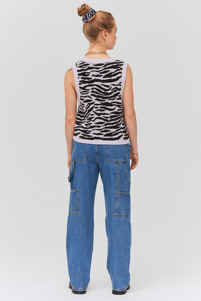 Pull jacquard sans manche