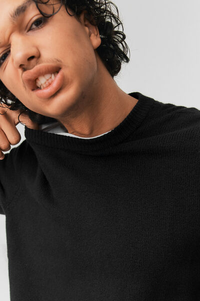 Pull col rond effet gratté
