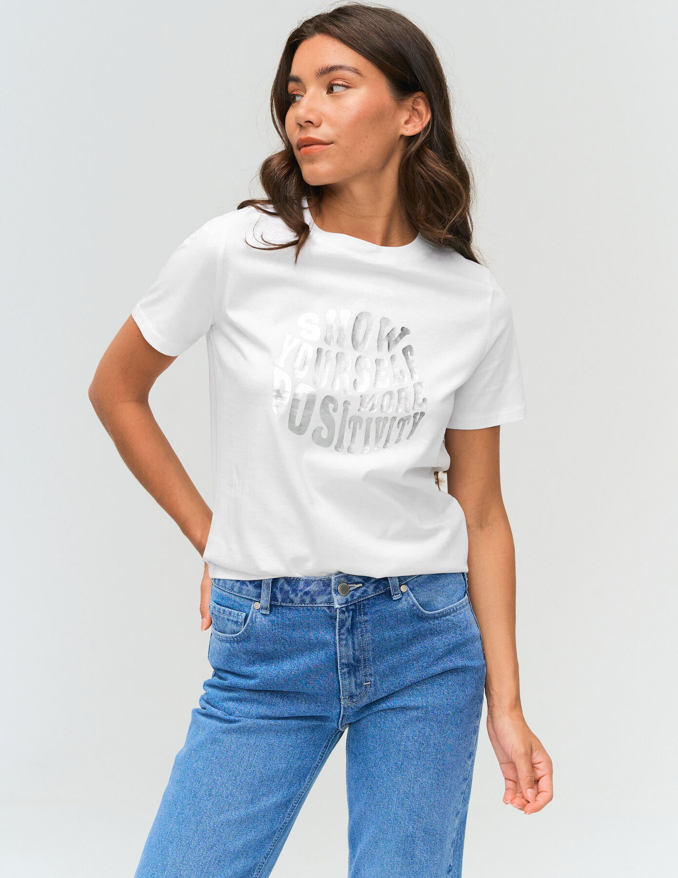 T-shirt imprimé argenté