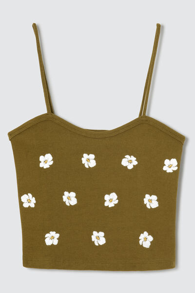 Débardeur brodé fleurs