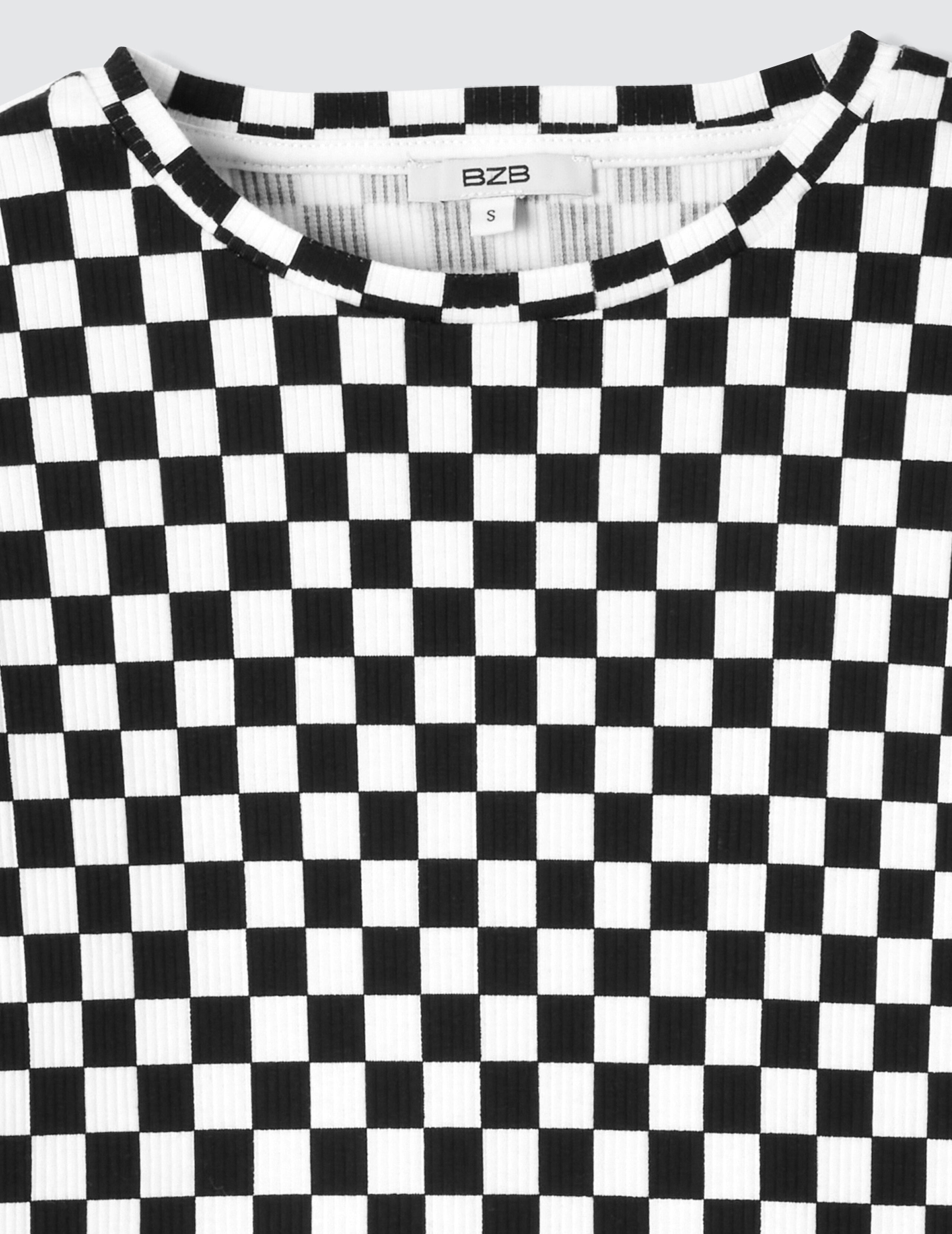 T shirt manche longue damier on sale