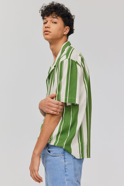 Chemise rayée manches courtes lin viscose