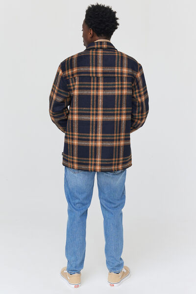 Veste surchemise à carreaux en laine sherpa