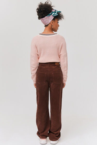 Pantalon velours straight long en coton iab