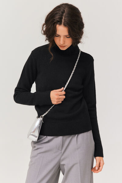 Pull col roulé uni