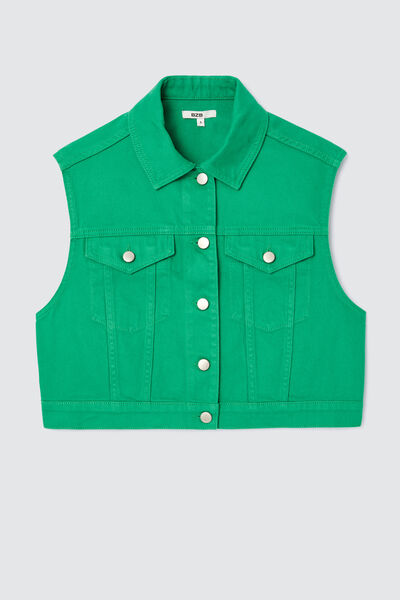 Veste denim couleur sans manches