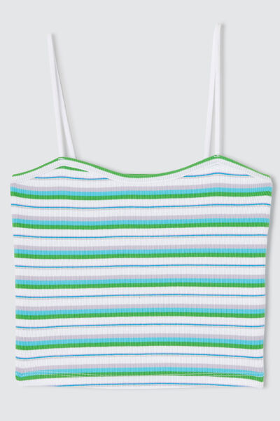 Top bustier rayé en coton