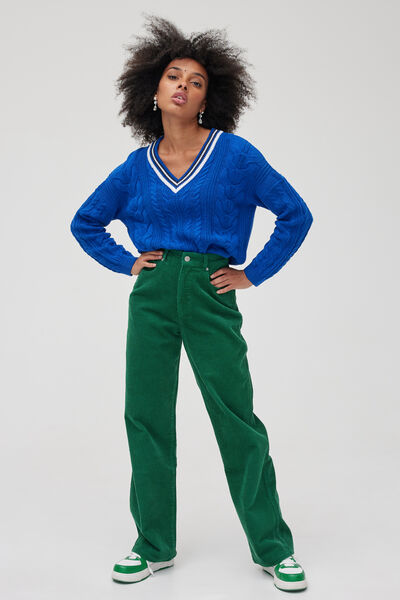 Pantalon velours straight long en coton iab
