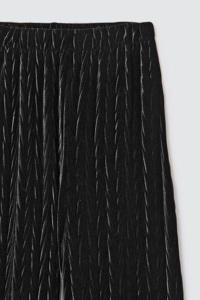 Pantalon wide leg en maille velours
