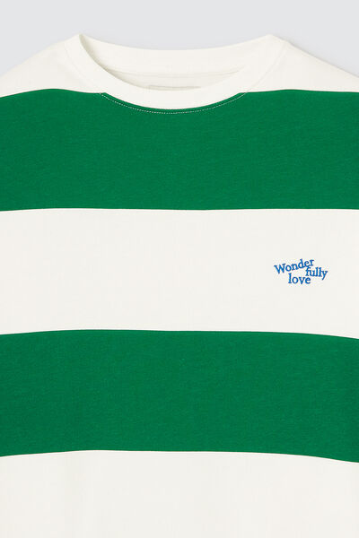 Sweat col rond ray&eacute; brod&eacute;