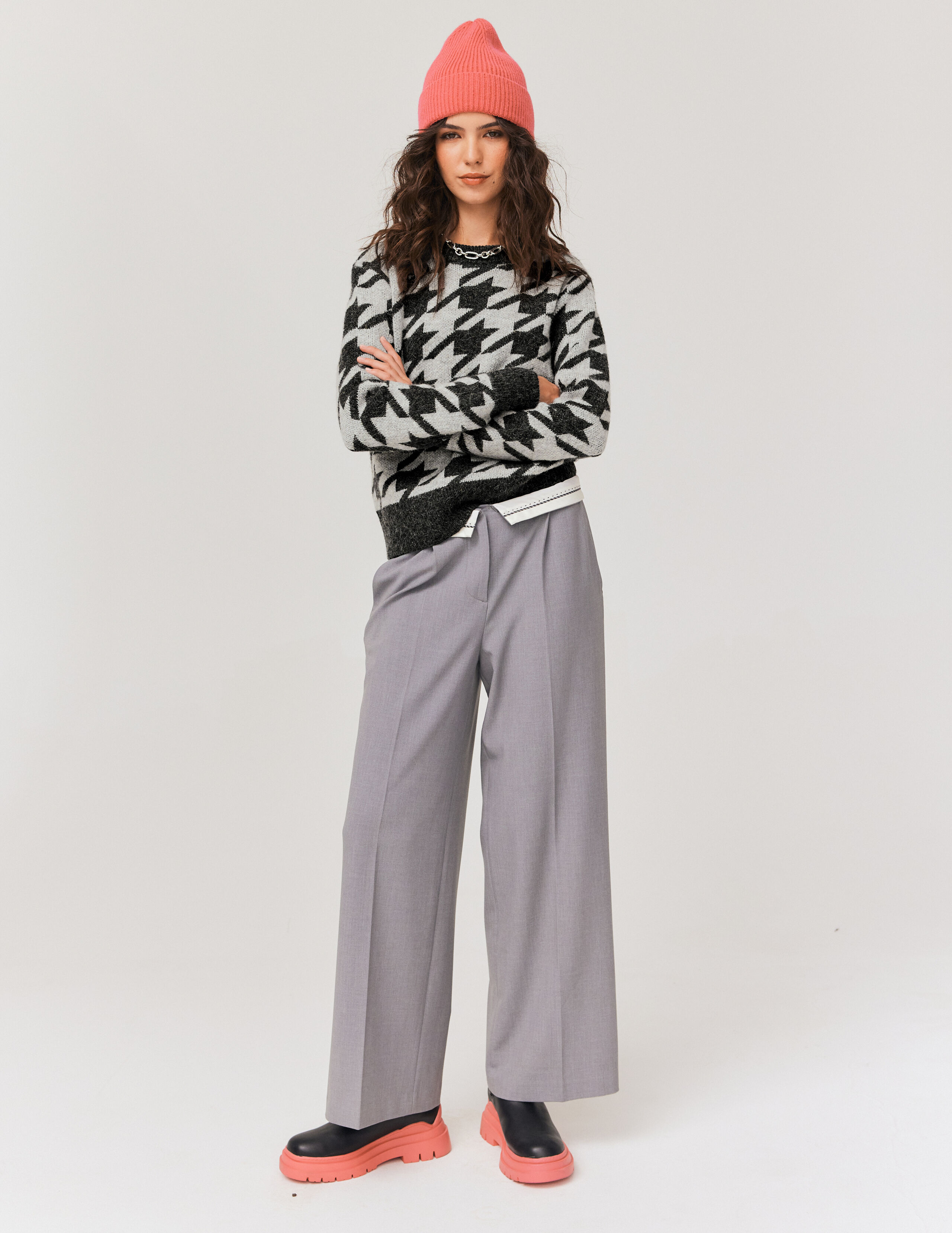 Pull bleu store gris femme