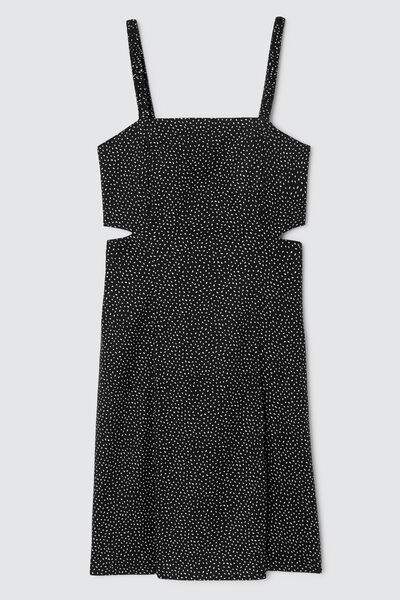 Robe courte cut out imprimée en lin