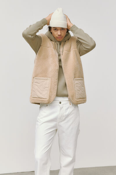 Blouson sherpa sans manches réversible