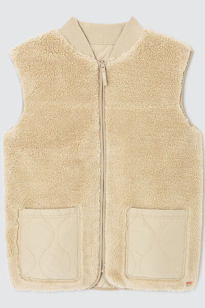 Blouson sherpa sans manches réversible