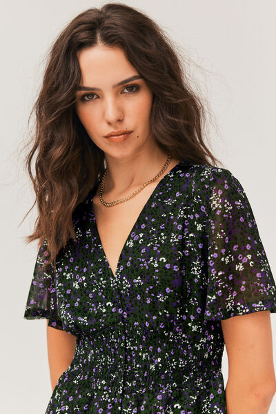 Robe courte imprimée en polyester recyclé