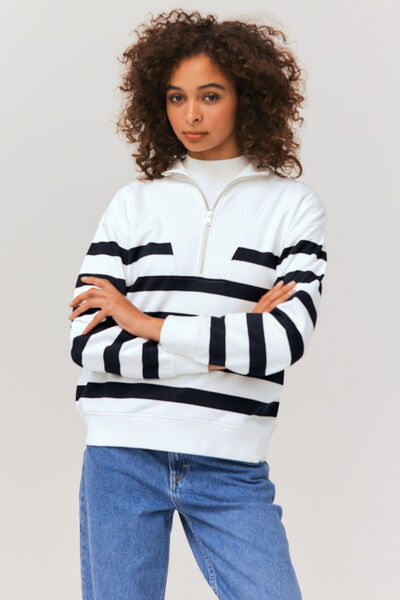 Sweat col camionneur rayé