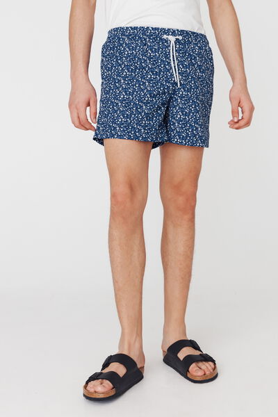 Short de bain mi-long imprimé fleuris