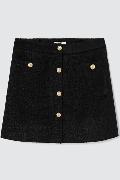 Jupe tweed boutons dorés
