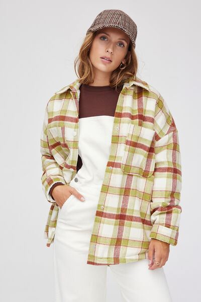 Veste lainage à carreaux rembourrage recyclé