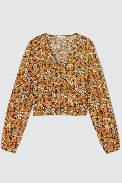 Blouse satin à imprimé fleuri