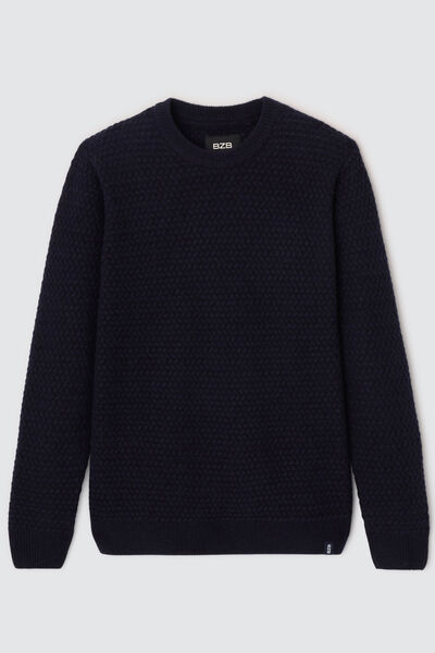 Pull col rond en tricot chevrons