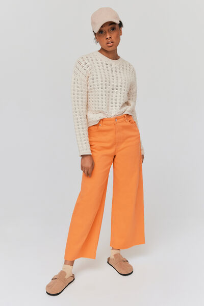 Jean wide leg couleur cropped