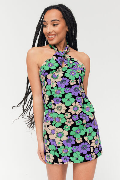 Robe courte imprimée dos nu