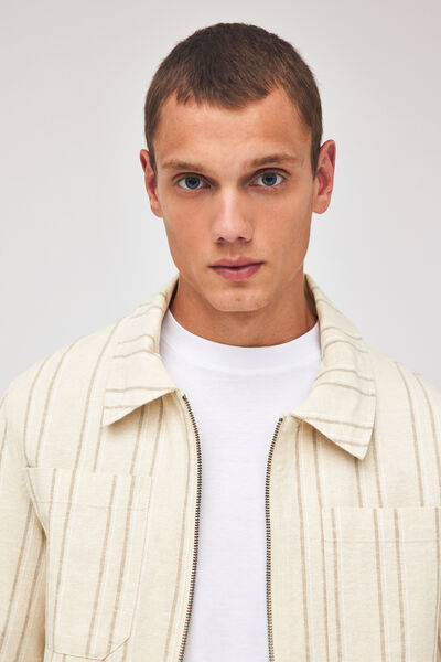 Veste zippée en coton lin