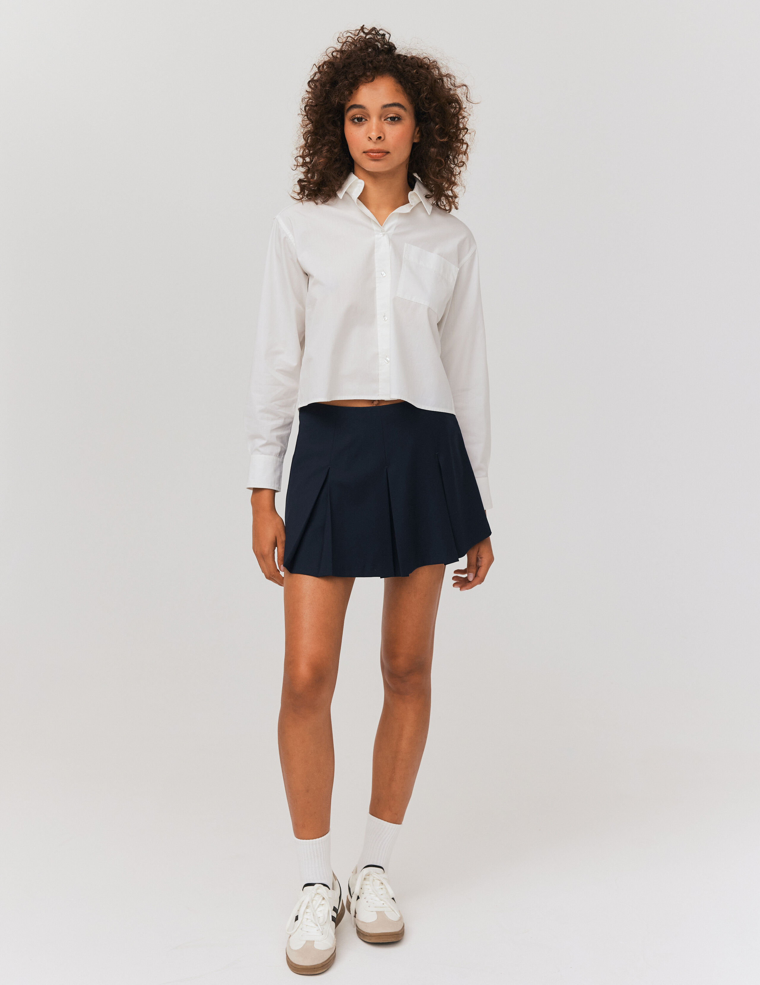 Jupe short plis plats Bleu fonc BZB