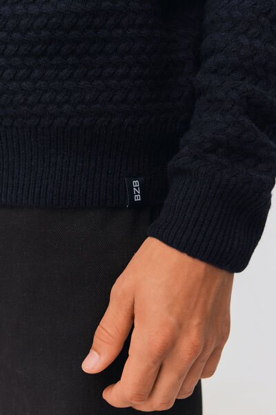 Pull col rond en tricot chevrons