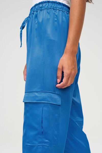 Pantalon cargo en satin