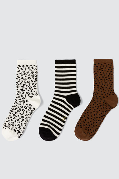 Lot de 3 paires de chaussettes léopard