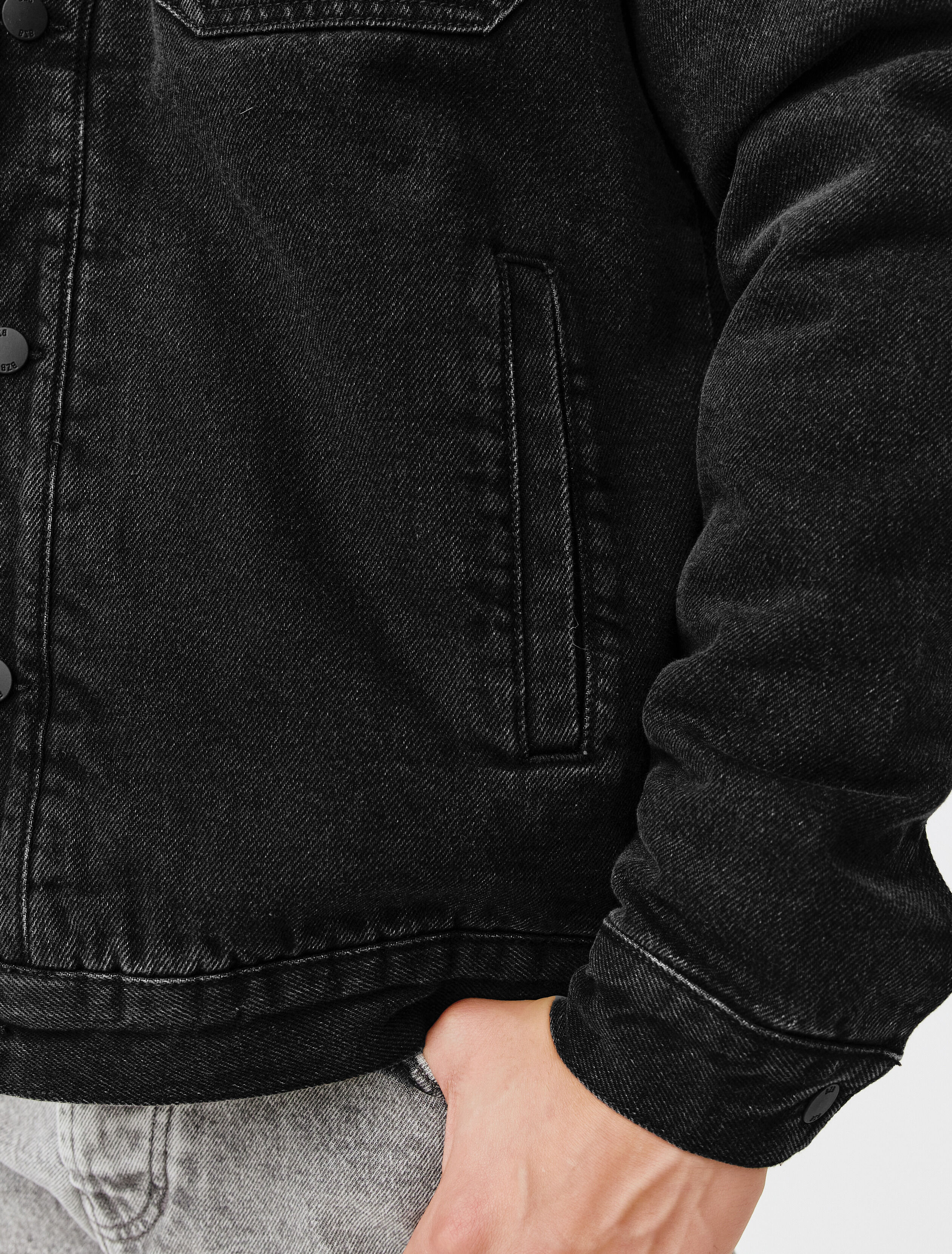 Veste en jean col sherpa Noir BZB