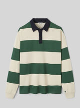 Sweat col polo &agrave; rayures