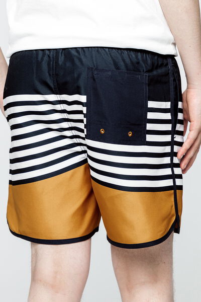 Short de bain mi-long marinière colorblock