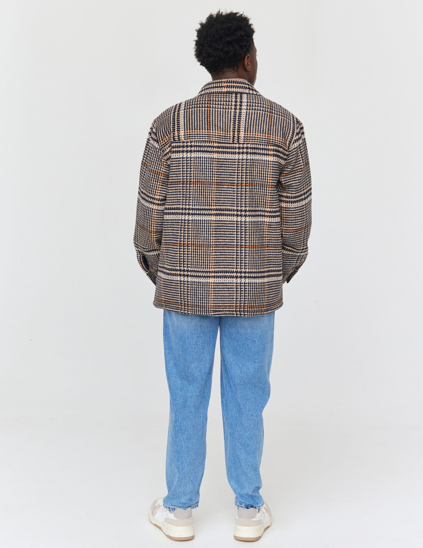 Veste surchemise à carreaux en laine sherpa