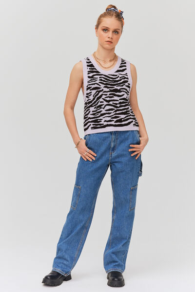 Pull jacquard sans manche