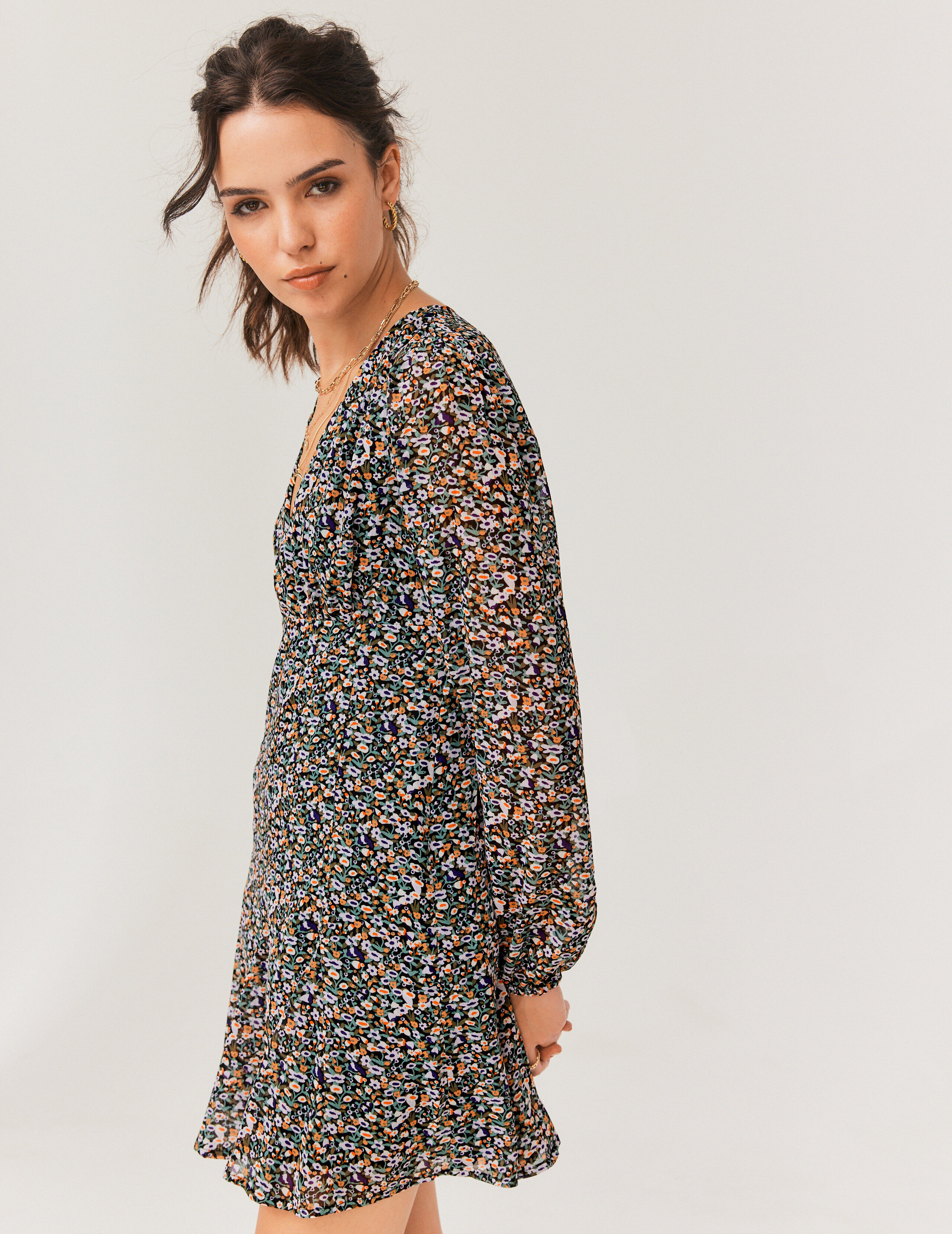 Robe courte imprim e polyester recycl Multicolore BZB