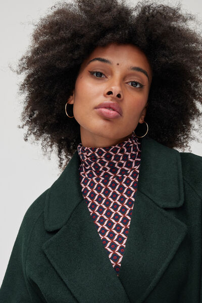 Manteau long ceintur&eacute; en laine