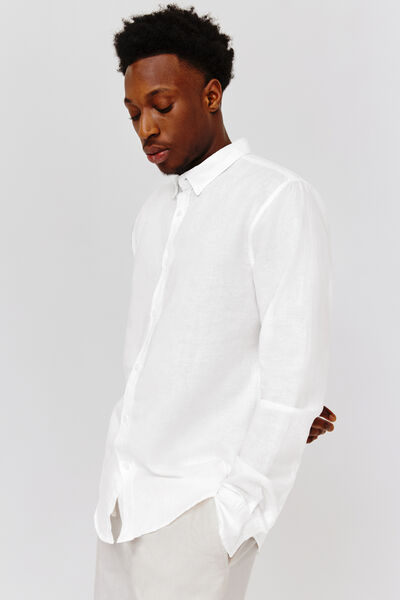 Chemise unie en coton lin