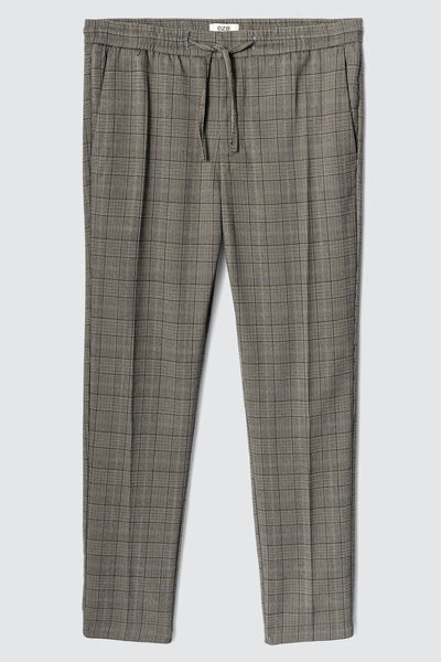 Pantalon urbain à carreaux taille élastiquée