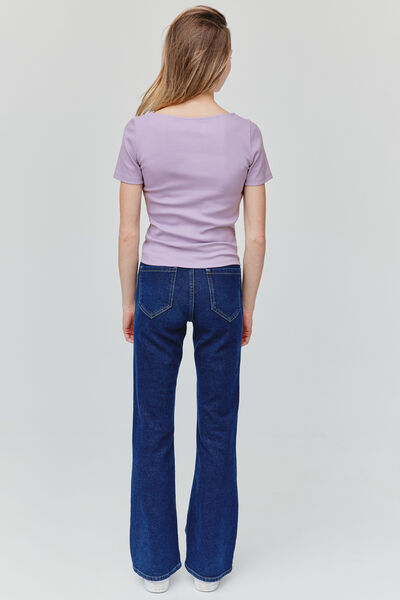 T-shirt pointelle col V