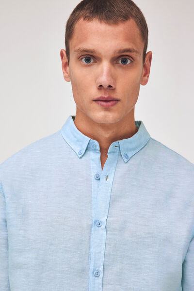 Chemise unie en coton lin