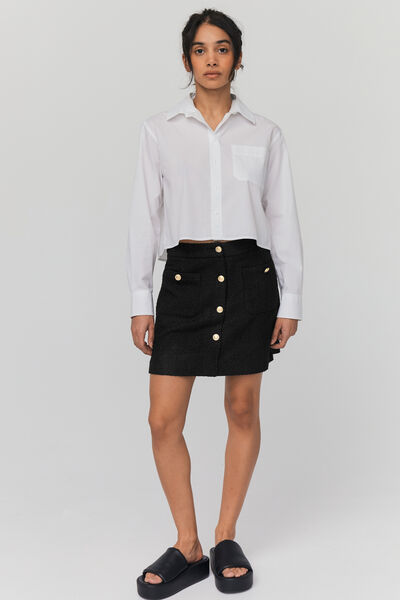 Jupe tweed boutons dorés