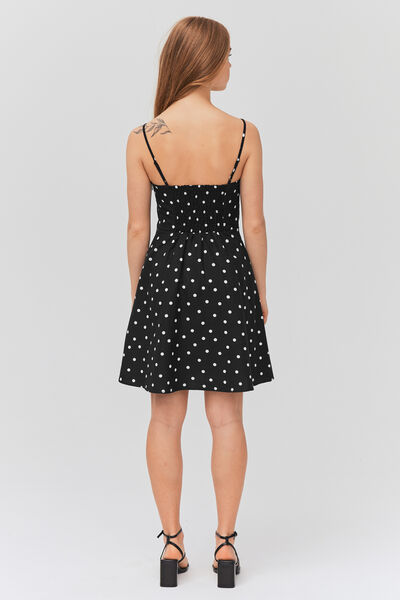 Robe bustier à pois en lin