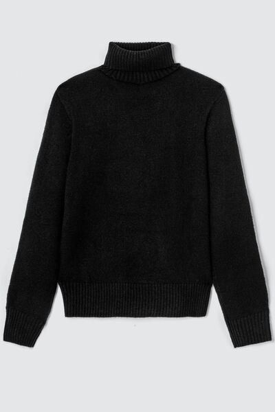 Pull col roulé uni