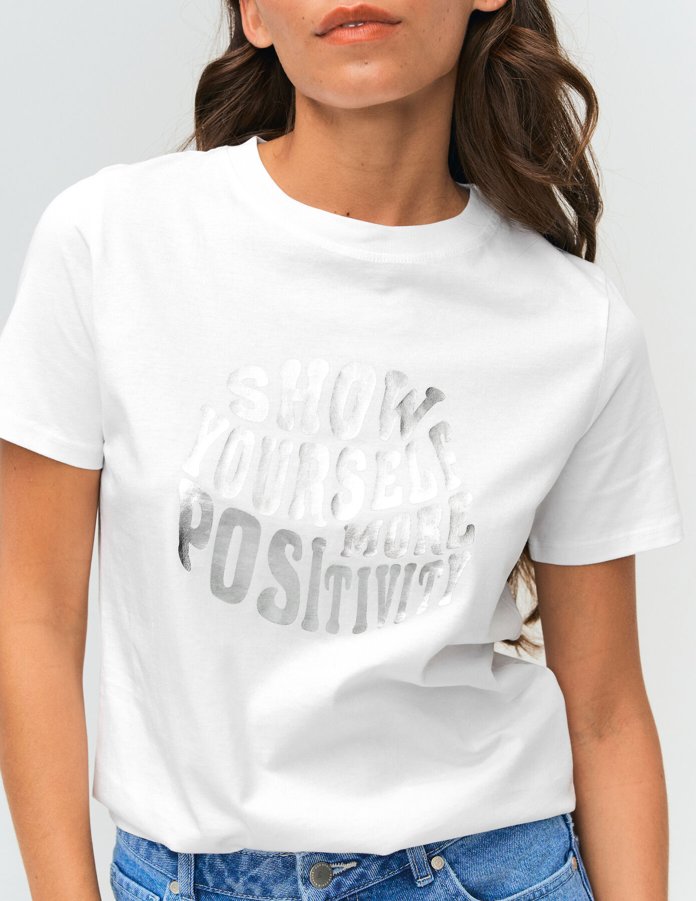 T-shirt imprimé argenté