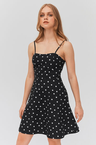 Robe bustier à pois en lin